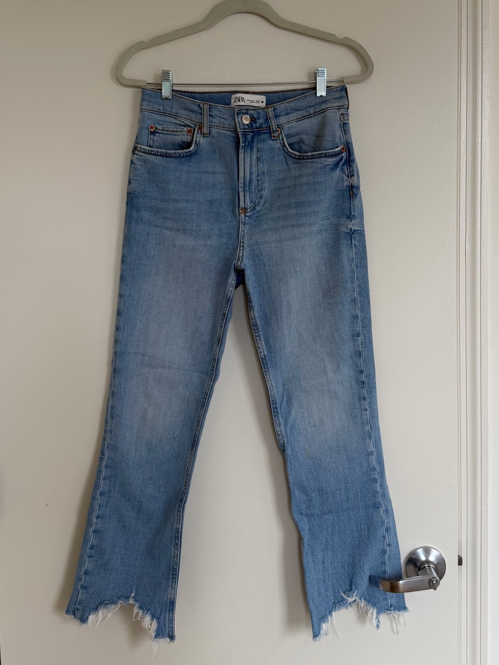 Zara Light Blue Distressed Hem Women's Jeans